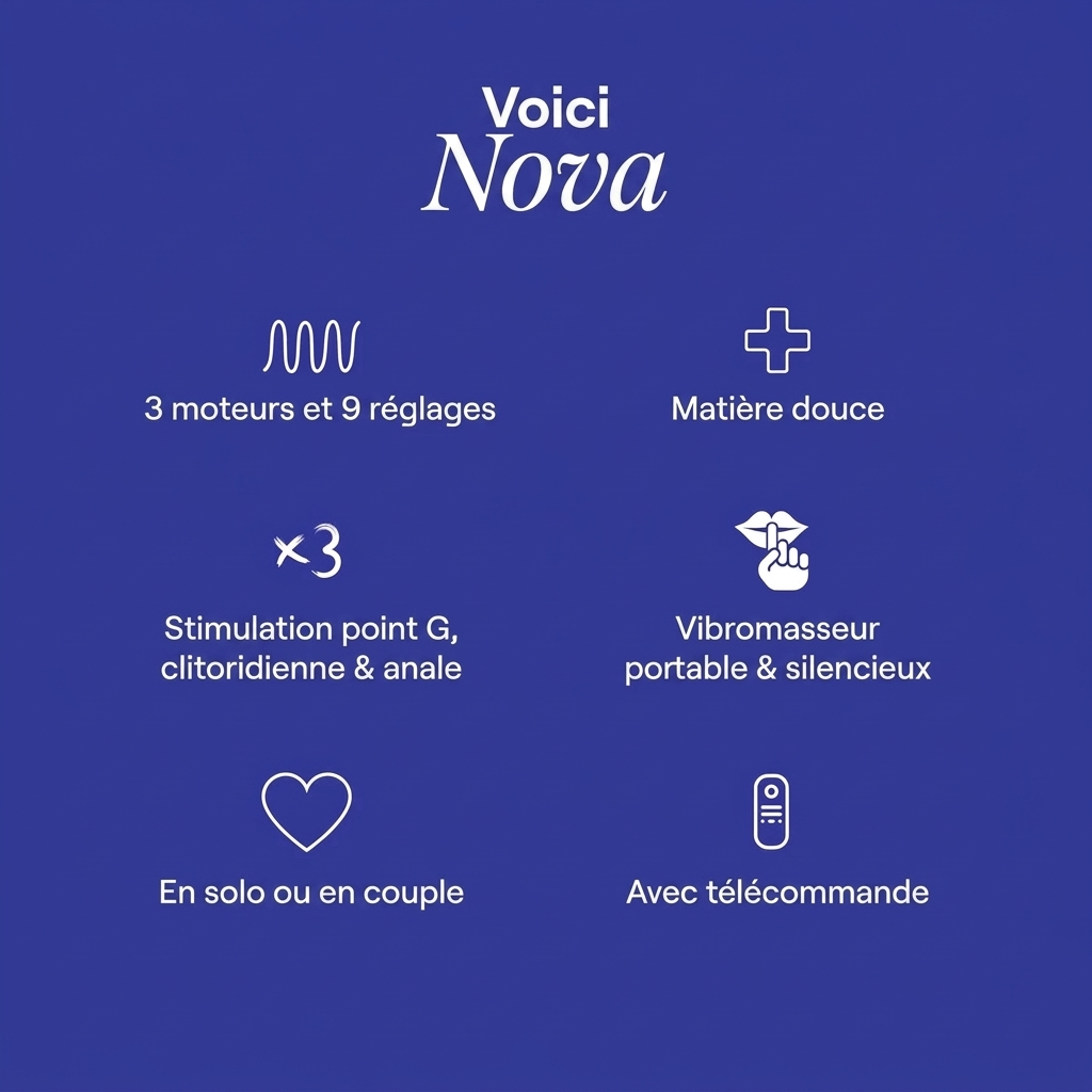 Mila Nova : 3 moteurs et 9 réglages, stimulation point G, clitoridienne et anale, télécommande