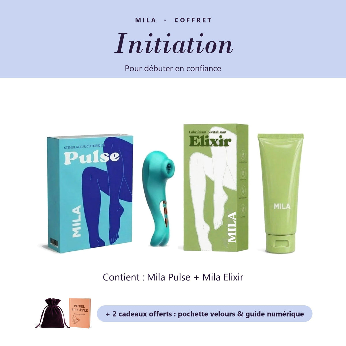 Coffret Initiation : Mila Pulse + Mila Elixir + pochette velours et guide numérique offerts